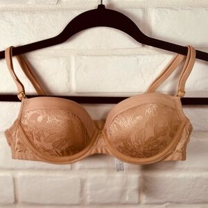 NWT Soma Lightest Lift Lined Demi Underwire Lace Bra 34 A Soft Tan Nude #0312